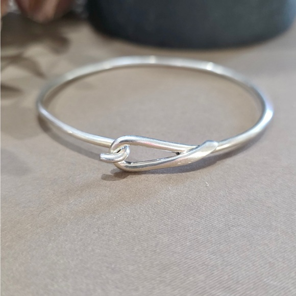 Simplistic Silver Knot Bangle - Picture 2 of 13